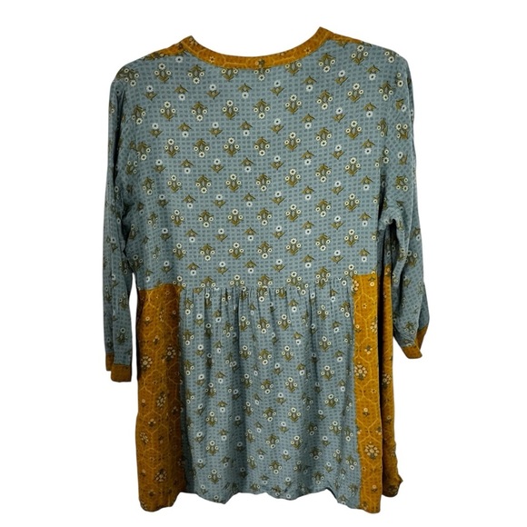 Max Yellow and Blue peasant Top size XL cottagecore boho - Picture 6 of 10